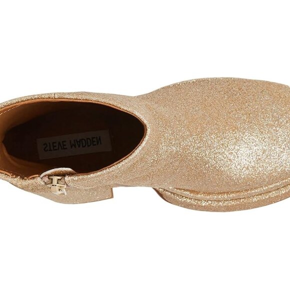 Steve Madden Leather Gold Shimmer Metallic Heeled Boots Booties Sz 8.5 NEW $170 - Picture 5 of 6